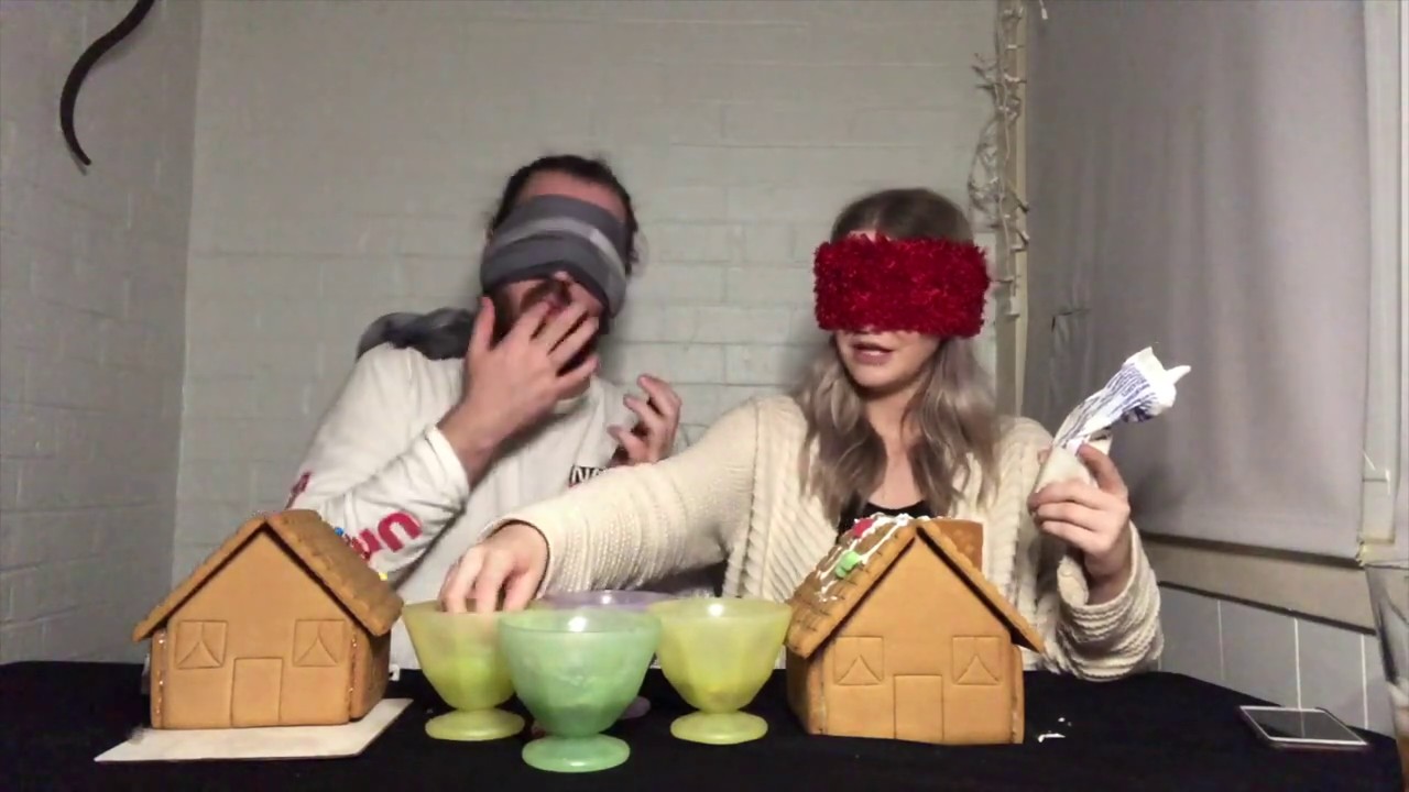 BLINDFOLDED GINGERBREAD HOUSE CHALLENGE