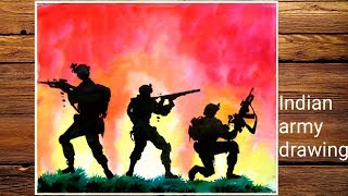 Kargil war drawing easy||indian army painting by water color