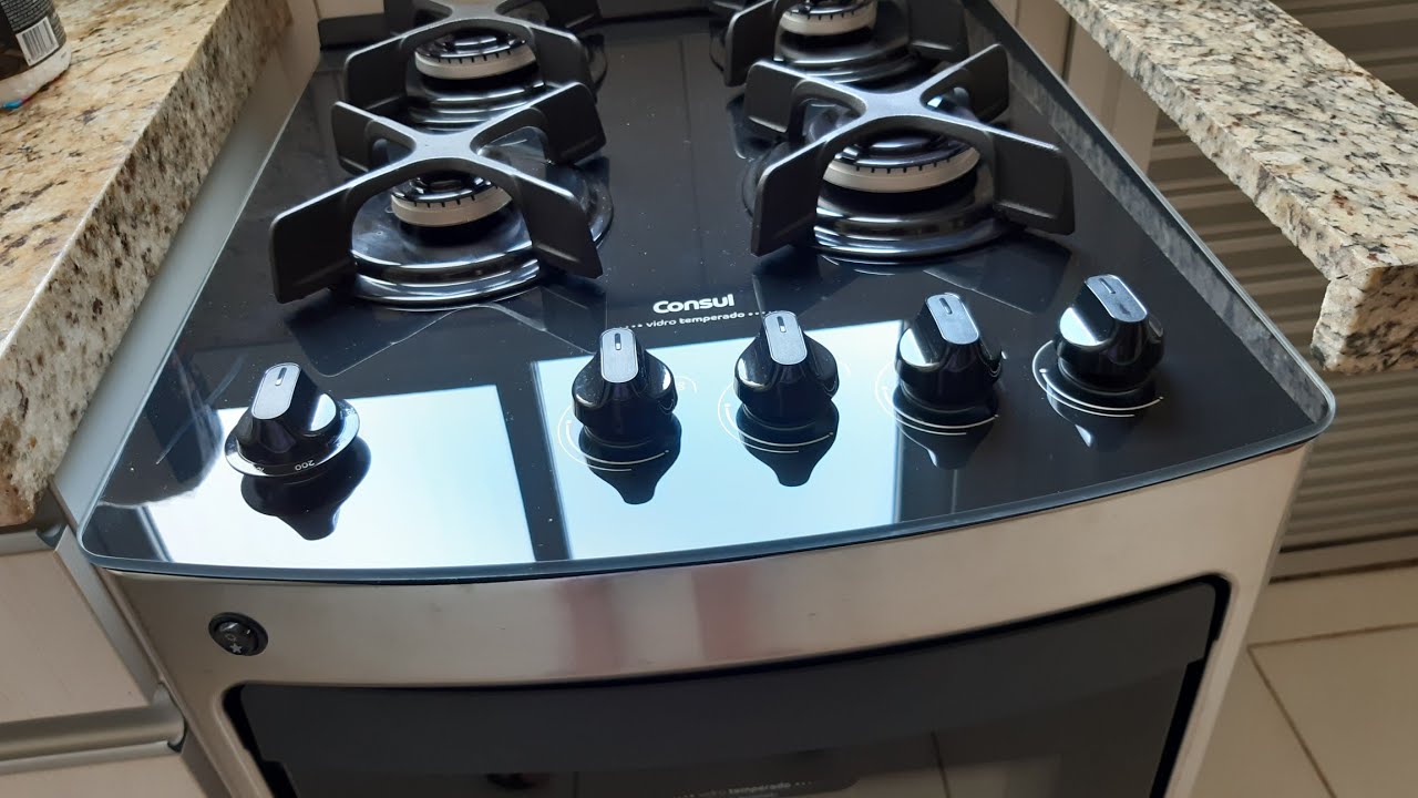 Review Fogão Consul CFO4VAR Vidro Temperado 4 Bocas  #CFO4VAR   #resenha #consul #brastemp