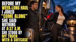 Before My Week-Long Haul, I Joked, “Wanna Come Along”—At Dawn, She Was Waiting Beside My Truck