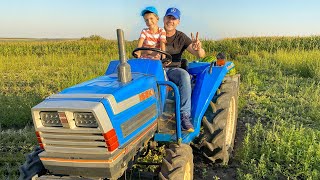 Damian and Darius Playing with Tractor Planting watermelons fo kids