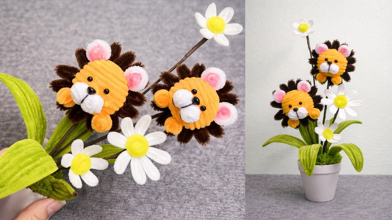 モールで作るかわいいライオンの鉢植え🦁🌸 - YouTube