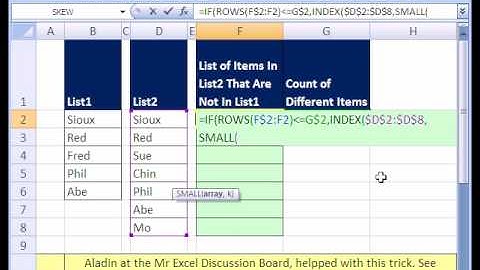 Excel Magic Trick # 156: List Of Unique Items w Formula From 2 Lists