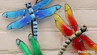 Watercolor Multi Dragonfly Glass Wall Art