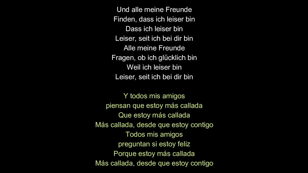 Lea Leiser Lyric Letra En Espanol Youtube A wonderful german song about the relationship and what's going wrong. lea leiser lyric letra en espanol