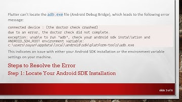 Resolving the unable to run adb.exe Error in Flutter Doctor