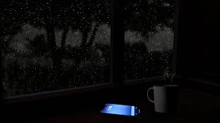 Midnight Heavy Rain Hitting Window Sounds | Rain on Window 3 Hours