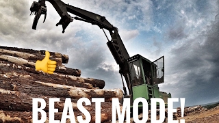 John Deere 2154d loading 5 Peterbilt log trucks in 16 minutes! BEAST MODE!