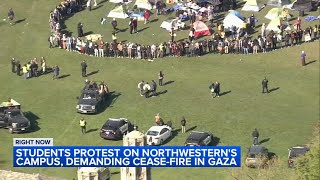 Pro-Palestinian protestors continue encampment protest at Northwestern University