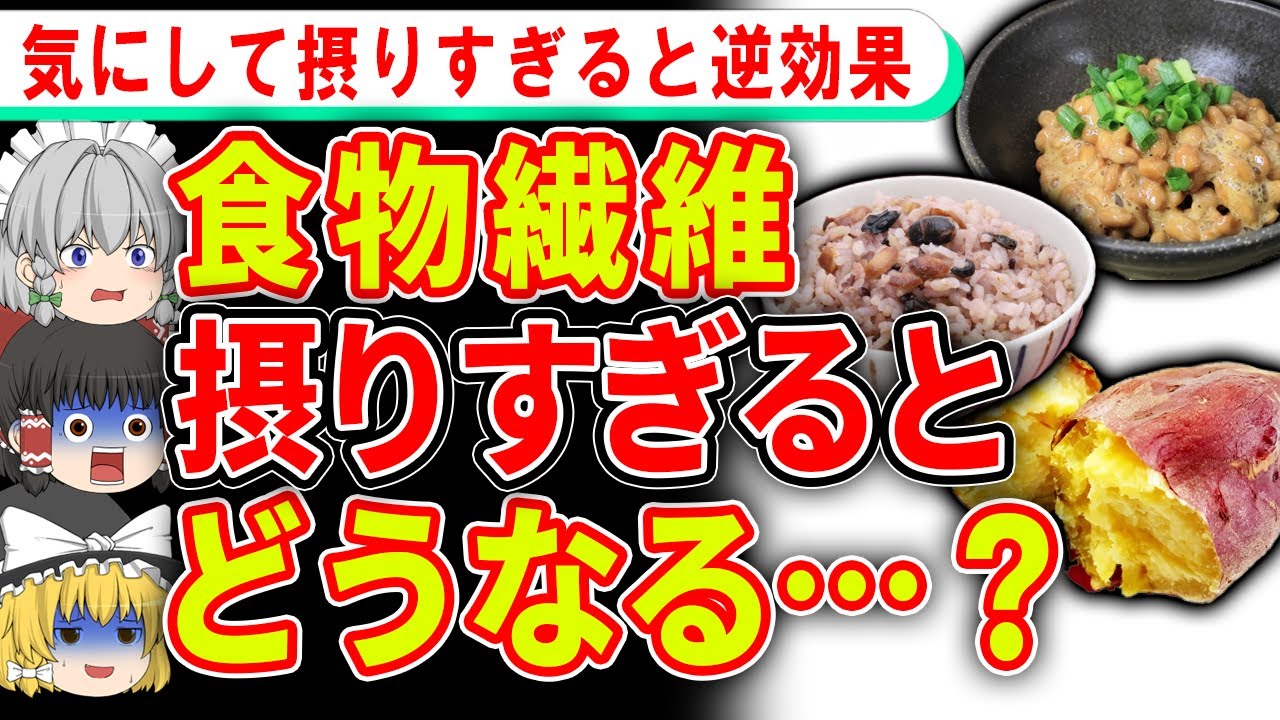 【ゆっくり解説】食べ過ぎたらダメ！食物繊維を摂りすぎると体はどうなる？