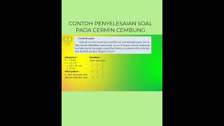 CONTOH PENYELESAIAN SOAL PADA CERMIN CEMBUNG