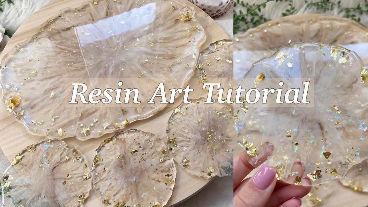 White and Gold Resin Coasters: Easy Resin Art Tutorial 