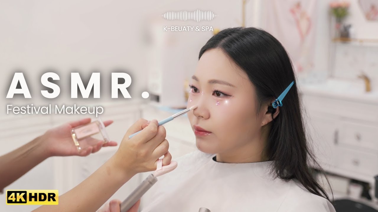 Festival Glitter Makeup ASMR ✨ С украшениями для лица и океанскими волнами 🌊