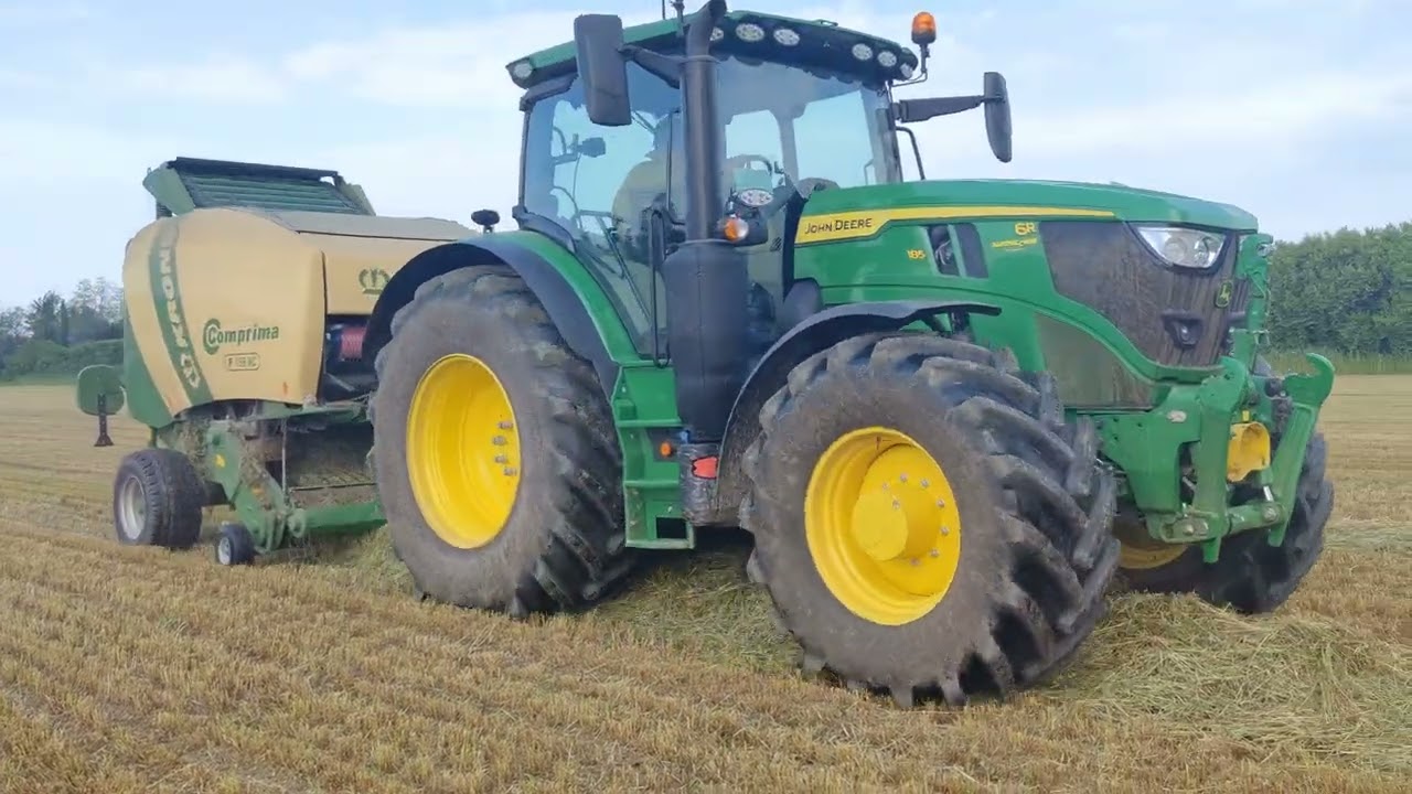 4k | John deere 6r.185 + Krone  comprima f 155 XC