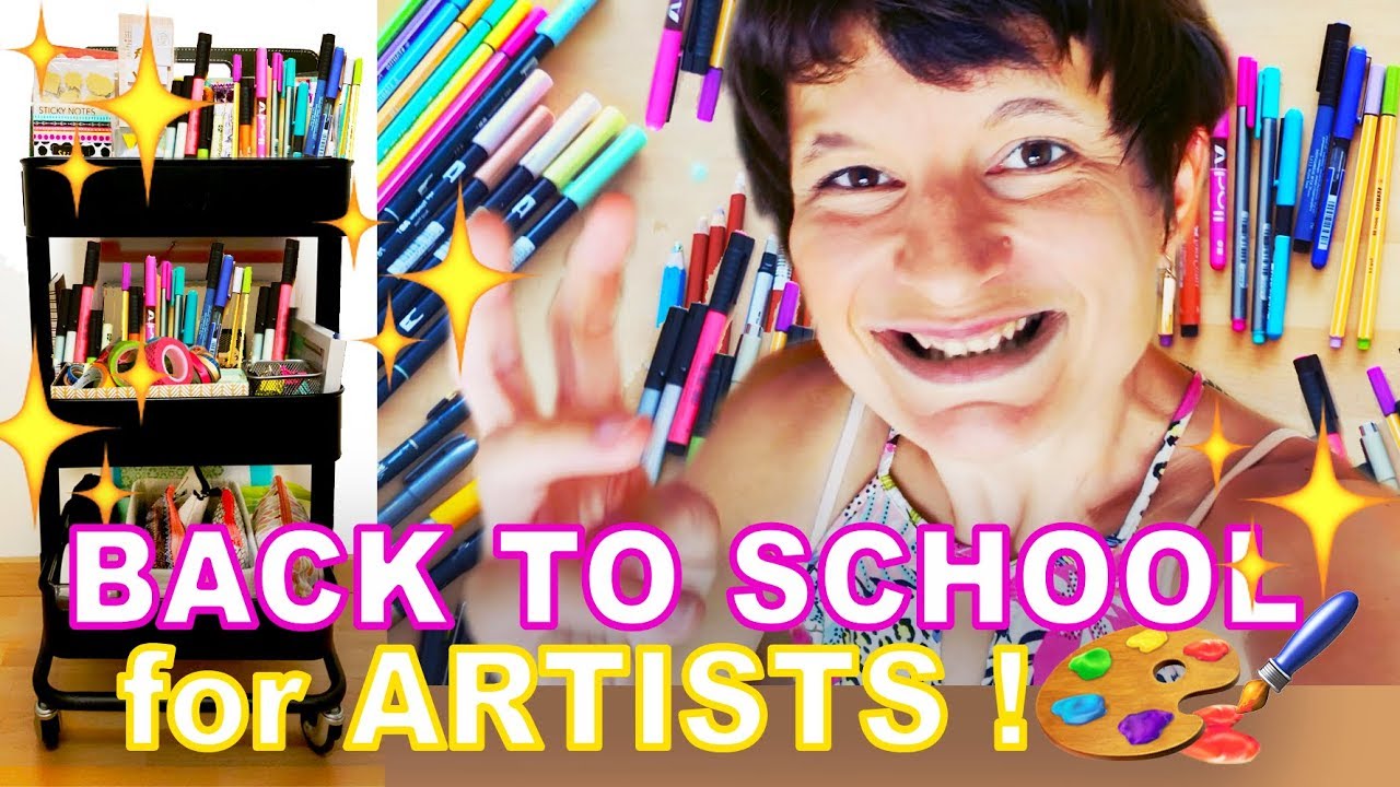 watercolor tutorial clouds Organizing my ART SUPPLIES + DIY 😝 IKEA CART Raskog / Back to school 2018