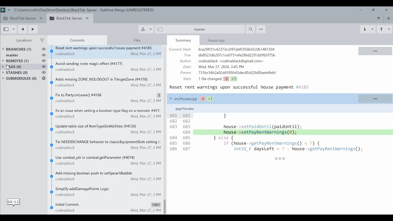 Find commit history from git folder. Black Tek Server - YouTube