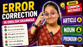 ❌Error Correction in English Grammar 🔥 | Article, Noun & Pronoun Mistakes