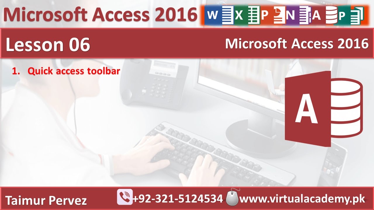 Microsoft Access 2016 || Quick Access Toolbar || Access Tutorials in ...