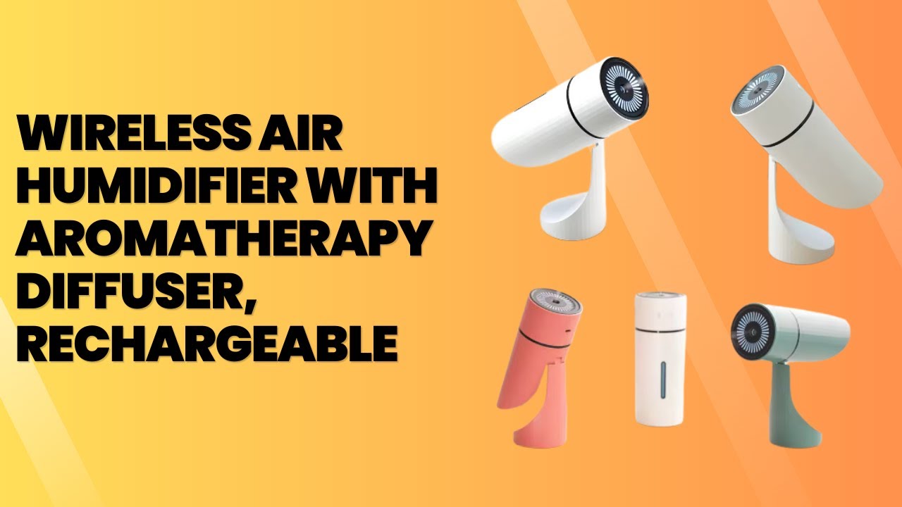 Wireless air humidifier with aromatherapy diffuser, rechargeable