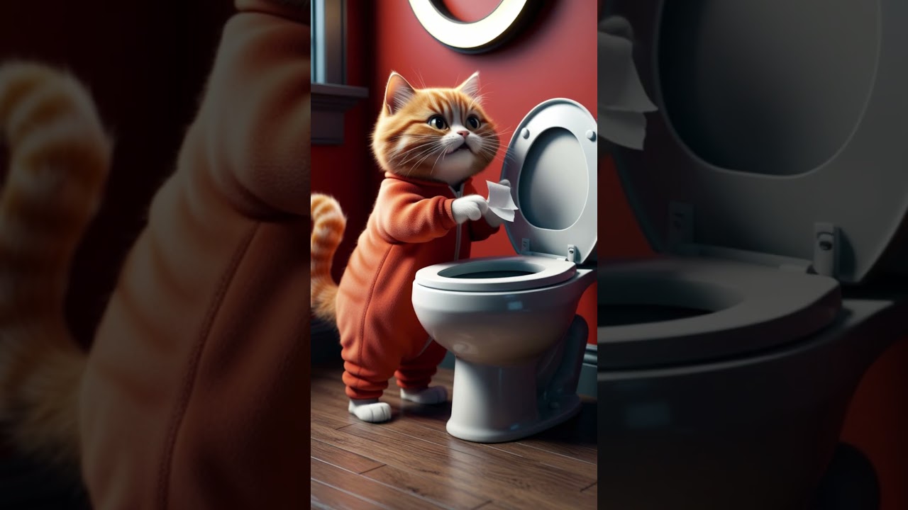 Cat Drops Phone in Toilet | AI Cat Story | Hilarious Kitten