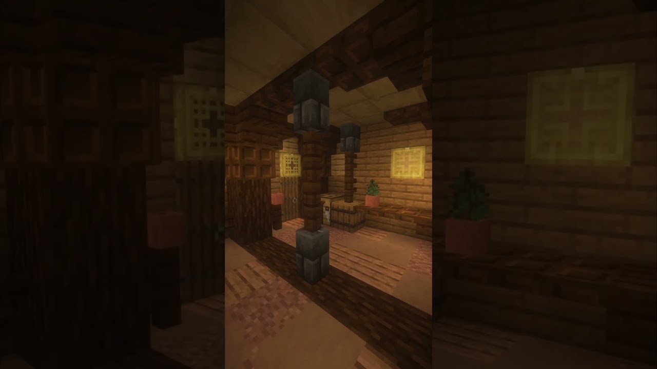 Minecraft log cabin interior for 