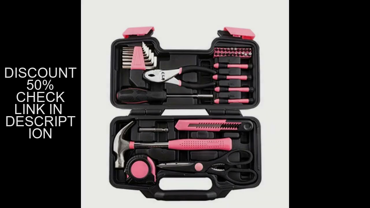 39-Piece All Purpose Household Pink Tool Kit for Girls, Ladies and Women - includes All Essential To