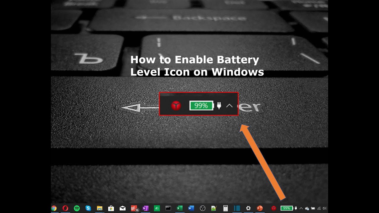 How To Enable Battery Icon On Windows Youtube