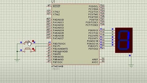 Simulación de contador de  0 -9 ascendente y descendente usando CodeVisionAVR y Proteus (Atmega16)