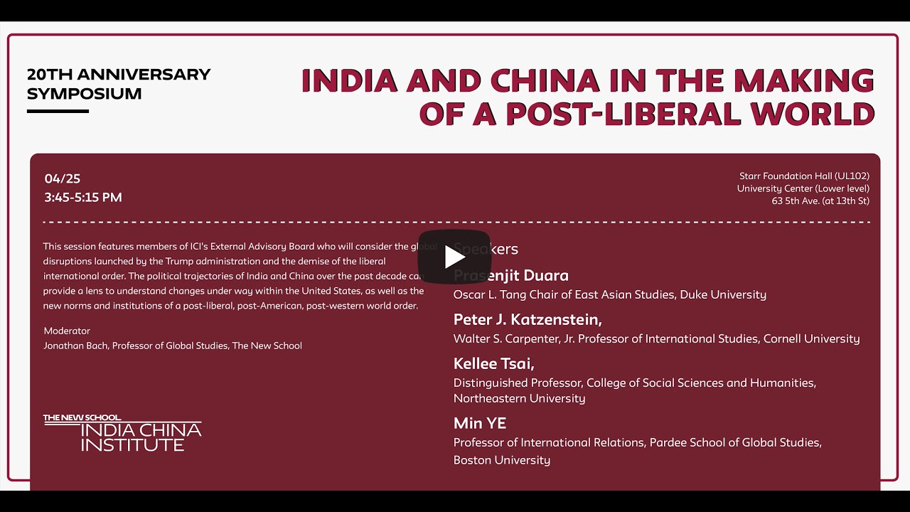 Panel 4: India and China in the Making of a Post-Liberal World