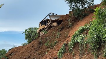 The D6R XL Bulldozer Process Forms Palm Terraces in the Mountainous Region