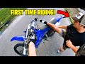 HIS FIRST TIME RIDING A 2 STROKE DIRT BIKE!