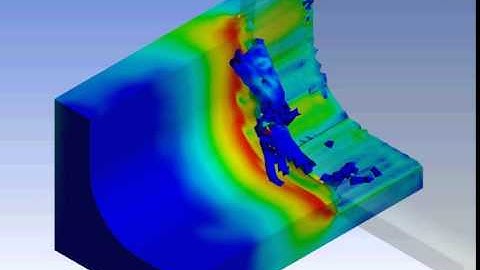 Ansys Workbench explicit dynamics cutting of AlSi 1045 with semi circle chip step example 7