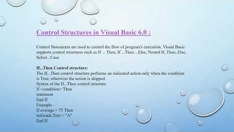 Control Structures in Visual Basic