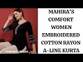 MAHIRA'S COMFORT WOMEN EMBROIDERED COTTON RAYON A-LINE BLACK KURTA 🖤 || UNBOXING & REVIEW ||