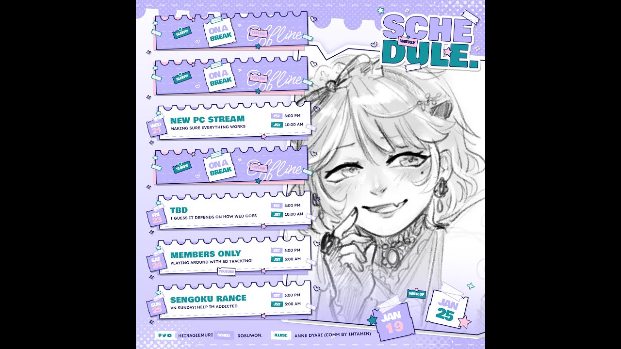 【STREAM SCHEDULE】read for info! ♡ updated weekly