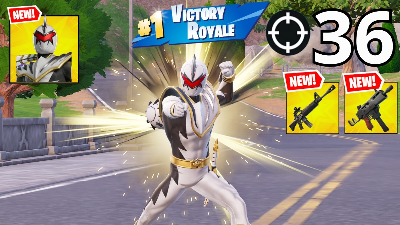 36 Elimination WHITE DINO RANGER Gameplay Wins Zero Build (NEW FORTNITE CHAPTER 7 SEASON 1)