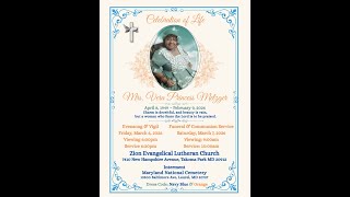 Home Going & Celebration of the Life of Late Mrs. Vera Princess Metzger