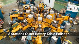 8 Stations Outer Rotary Table Polisher | Polished Stainless Steel Pot | Pot Production Factory