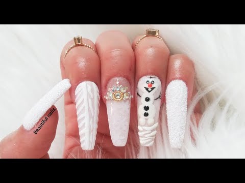 Uñas navideñas blancas 2018 muñeco de nieve y efecto jersey - thptnganamst.edu.vn