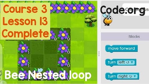 Code.org course 3 lesson 13 complete Bee Nested looP//code.org tutorial//learn it 9M