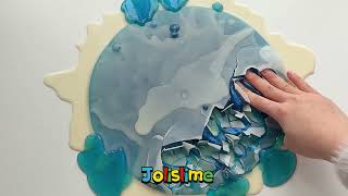 Ocean Blue Slime With Crunchy Wax Topping Asmr Satisfying Deep Sea Slime Cracking