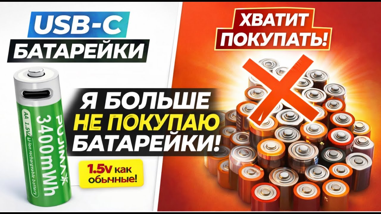 Я перестал покупать батарейки! USB C аккумуляторы 1.5V — реально удобно