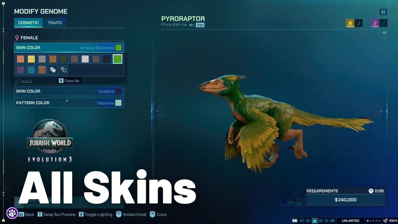 ALL Pyroraptor Skins! | Jurassic World Evolution 3 | No Commentary ...
