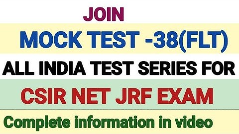 Mock Test-38 ForCSIR NET JRF/GATE/State Assistant Professor Exam.All India Test series.by Dubey Sir 
