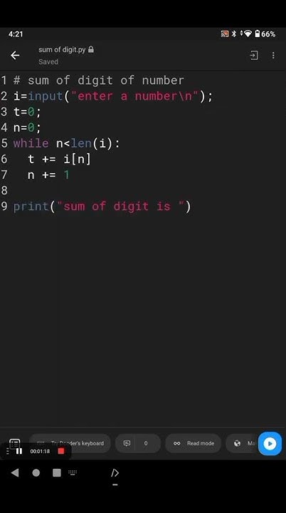 sum of digit of number in python #python #programming #youtube #shorts ...