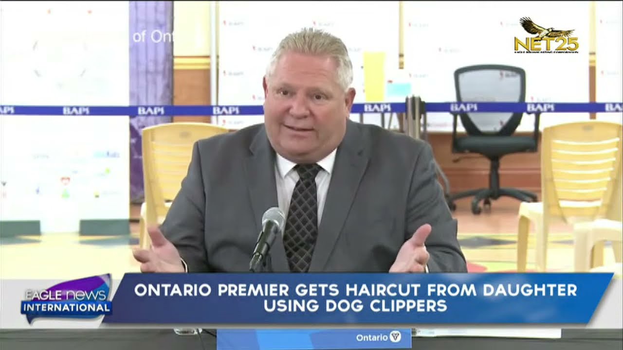 Ontario premier gets haircut from daughter using dog clippers