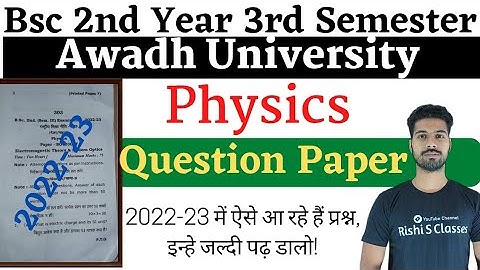 Bsc 3rd sem physics question paper 2022-23 Rmlau | Bsc 3rd sem physics important questions