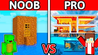 Mikey & JJ - NOOB vs PRO: MODERN WATER VILLA Build Challenge in Minecraft
