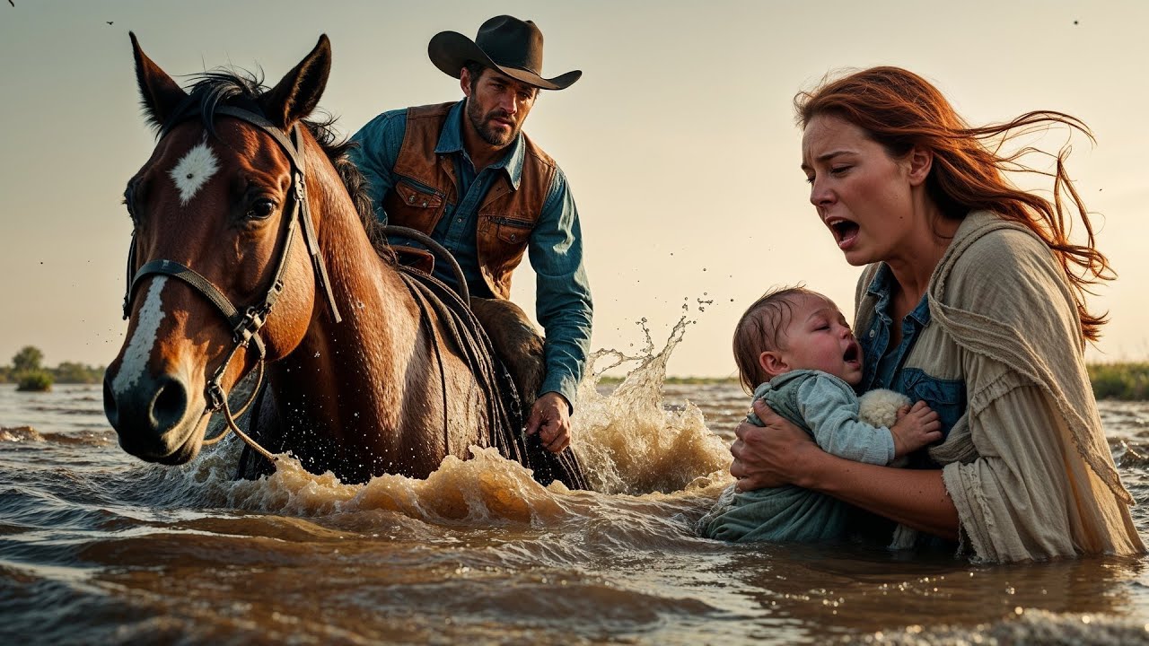 Caught in a Flash Flood With a Baby, A Cowboy Dove From His Horse and Dragged Them Free