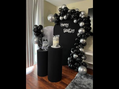 Black silver birthday decor, Black silver party Decor, Decoration ideas,  Birthday for grown ups. 